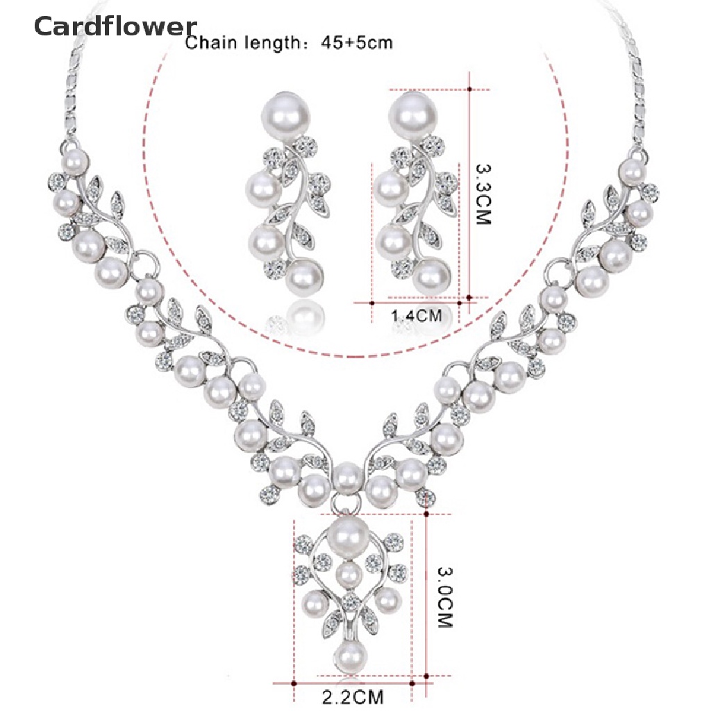 < Cardflower > Bộ Trang Sức Gồm Vòng cổ / Bông Tai Ngắn Đính Ngọc Trai Giả Thời Trang Dự Tiệc
