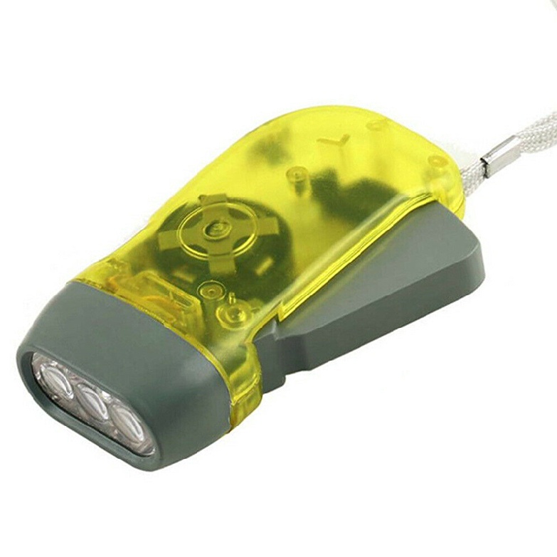 Dharma New 3 LED Torch Light Hand Press Wind Up Flashlight Crank Dynamo Camping Lamp