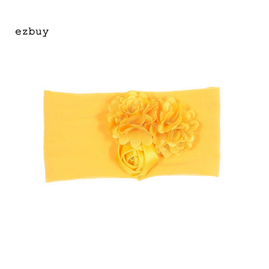 Băng Đô Hoa Hồng Vải Bản Rộng Co Giãn Trang Trí Dành Cho Bé Gái