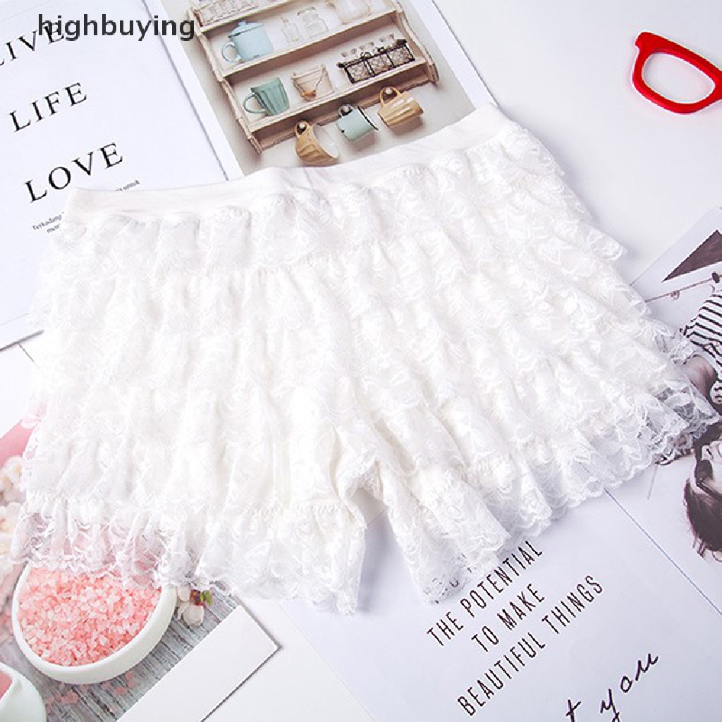 Quần Lót Ngắn Lưng Thun Phối Ren Co Giãn Phong Cách Lolita