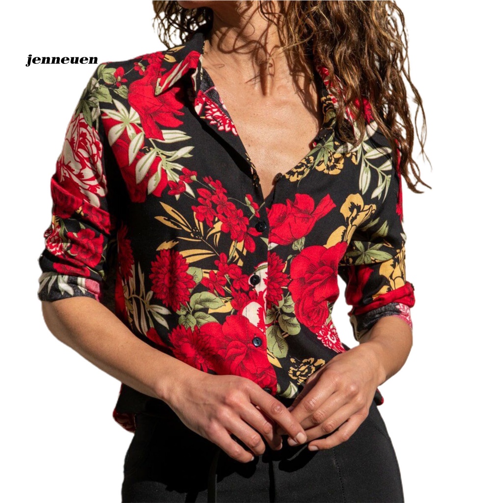 Áo Sơ Mi Mùa Xuân Chống Nhăn Mau Khô In Họa Tiết Hoa Sành Điệu