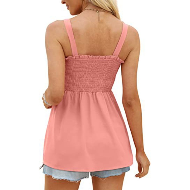 Xiangbao Áo Tank Top Không Tay Có Diềm Xếp Nếp Thời Trang Mùa Hè Cho Nữ