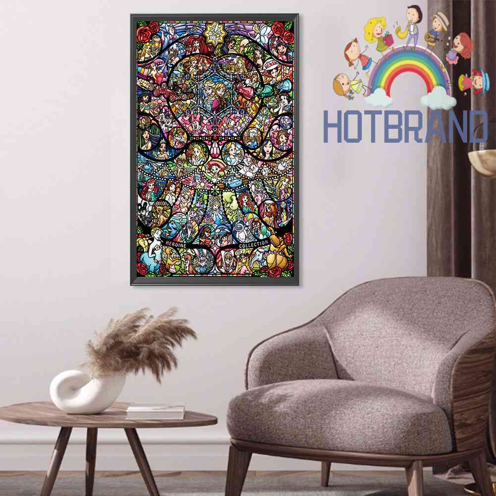 DISNEY Bộ Tranh Đính Đá Tròn Toàn Bộ Họa Tiết Mosaic Mặt Kính