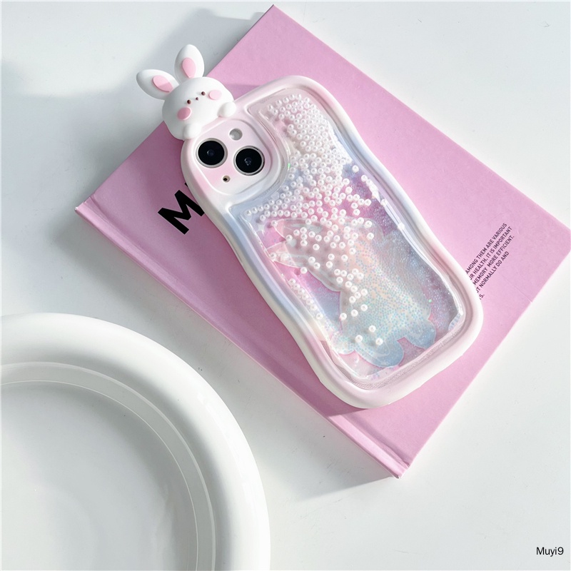 Ốp Điện Thoại Trang Trí Cát Kim Tuyến Hình Thỏ 3d Cho iphone15promax 13promax 12 promax / 11 14Plus / 13pro