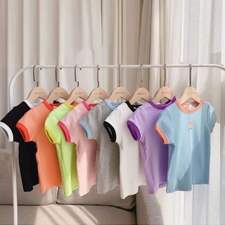 [Ml] 90-140cm Màu Kẹo Ice Silk Áo Thun Tay Ngắn Phong Cách Mới Phiên Bản Hàn Quốc Bé Gái Váy Mùa Hè Phù Hợp Với Phong Cách Phương Tây Ràng Buộc Sọc Giữa Trẻ Em Nhỏ