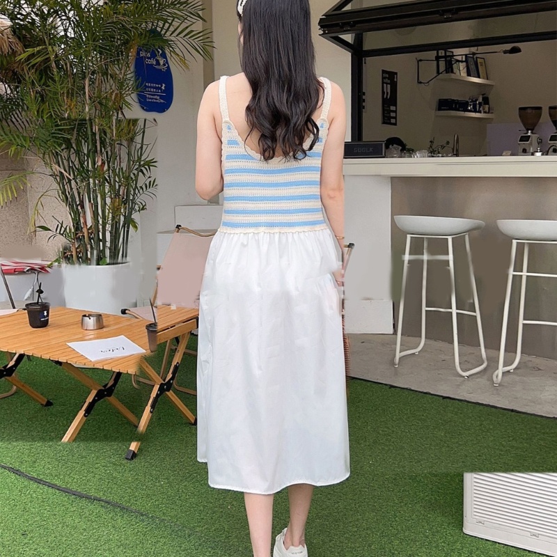 Đầm Dài Chữ A Dệt Kim Không Tay Cổ Khoét Hình Trái Tim Cho Nữ