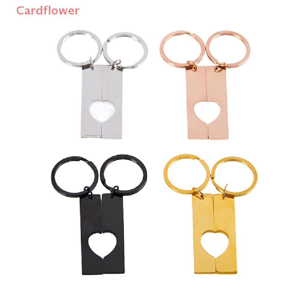 2 Móc Khóa Hình Mảnh Ghép Trái Tim Bằng Thép Không Gỉ Mới
