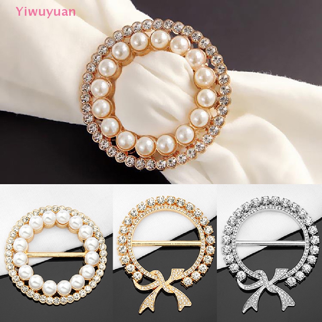 < Yiwuyuan > Ghim Cài Khăn Quàng Cổ Bằng Hợp Kim Đính Ngọc Trai Pha Lê Phong Cách Hồi Giáo Mới