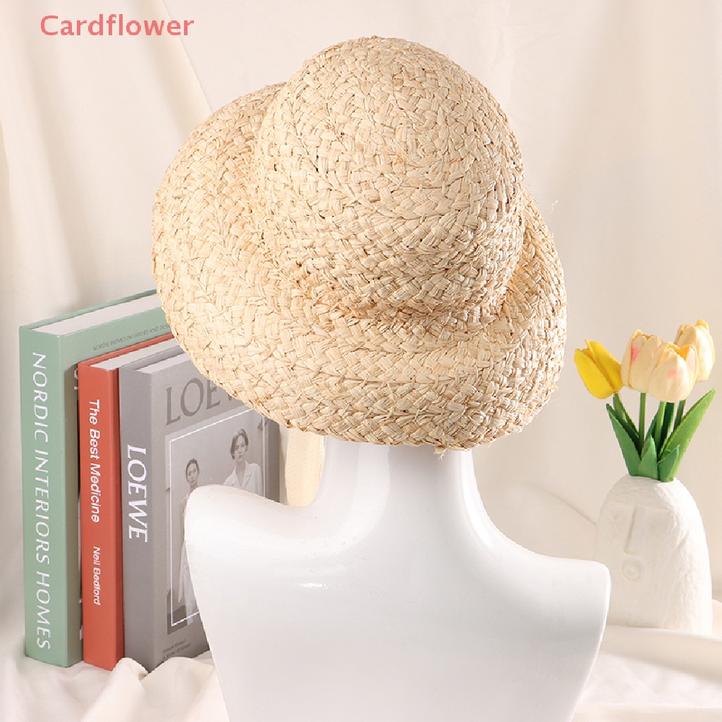 < Cardflower > Mũ Rơm Dệt Tay Phong Cách Raffia Cổ Điển Chống Nắng Cho Bé Trai Và Bé Gái Mới