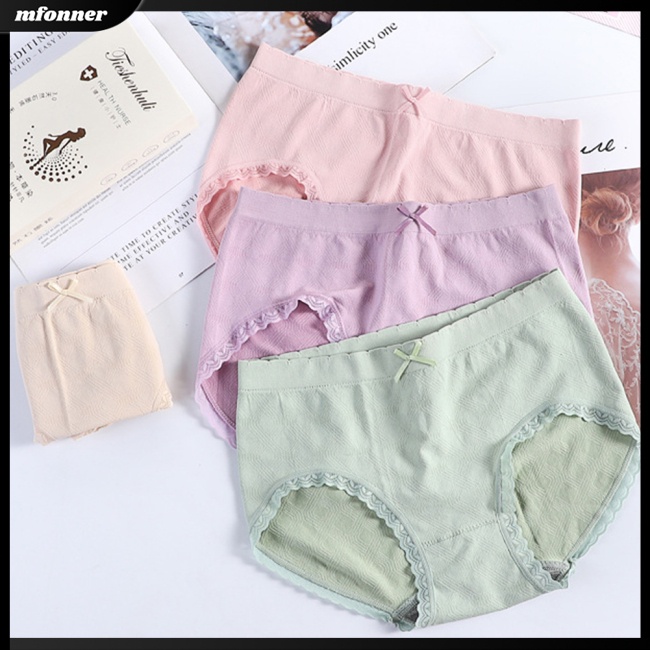 Set 4 Quần Lót Cotton Không Đường May Lưng Vừa Đính Nơ Dễ Thương Cho Nữ