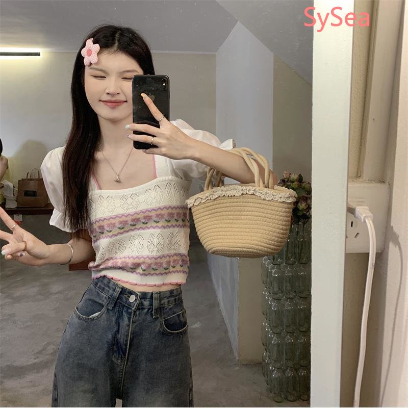 Áo Dệt Kim Tay Phồng Thời Trang Mùa Hè Cho Nữ