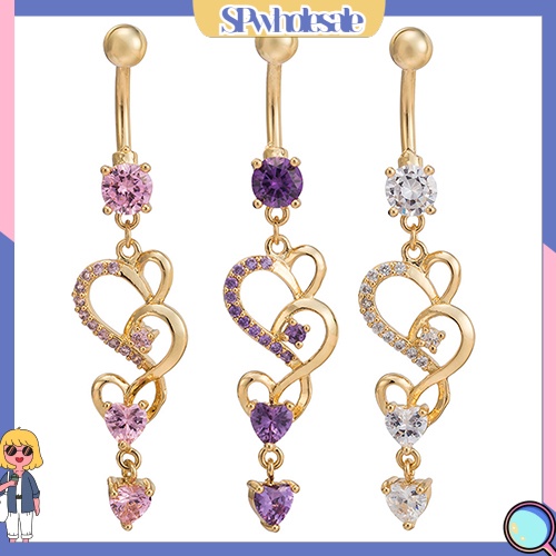 &lt;SPwholesale&gt; Khuyên RốN HìNh Tim ĐíNh Đá Xinh XắN