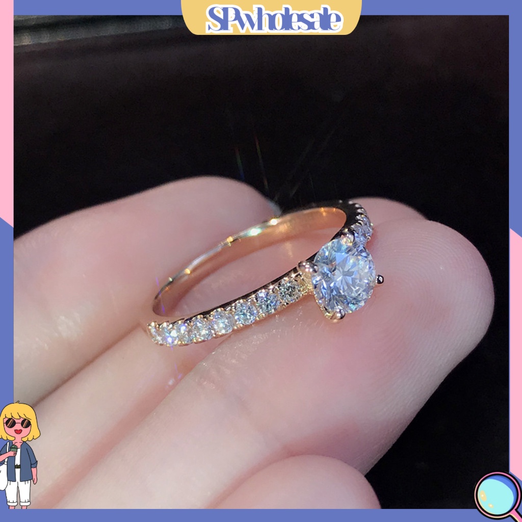 <SPwholesale> Nhẫn Đính Đá Lấp Lánh Phong Cách Cổ Điển Cho Cô Dâu