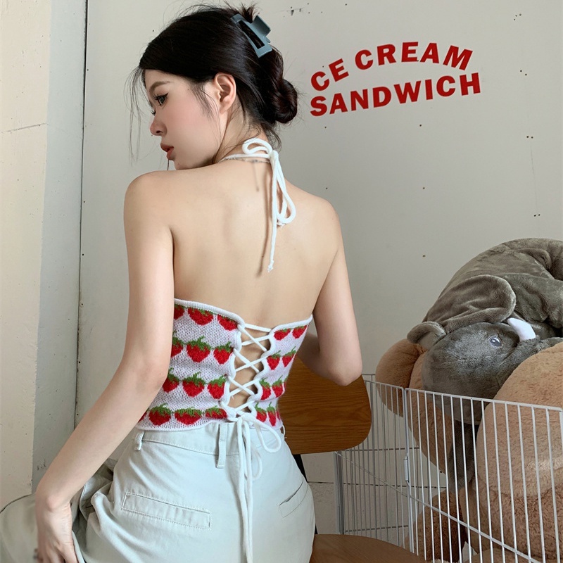 Áo Croptop Hai Dây Dáng Ôm Phong Cách Hàn Quốc Ngọt Ngào Cho Nữ