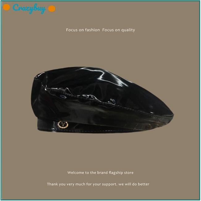 Cr Mũ Beret Da Pu Chống Nắng Thoáng Khí Phong Cách Retro Thời Trang Cho Nữ