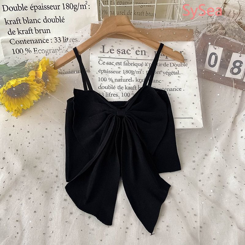 Áo Hai Dây Dệt Kim Đính Nơ Thời Trang Mùa Hè Hàn Quốc Cho Nữ