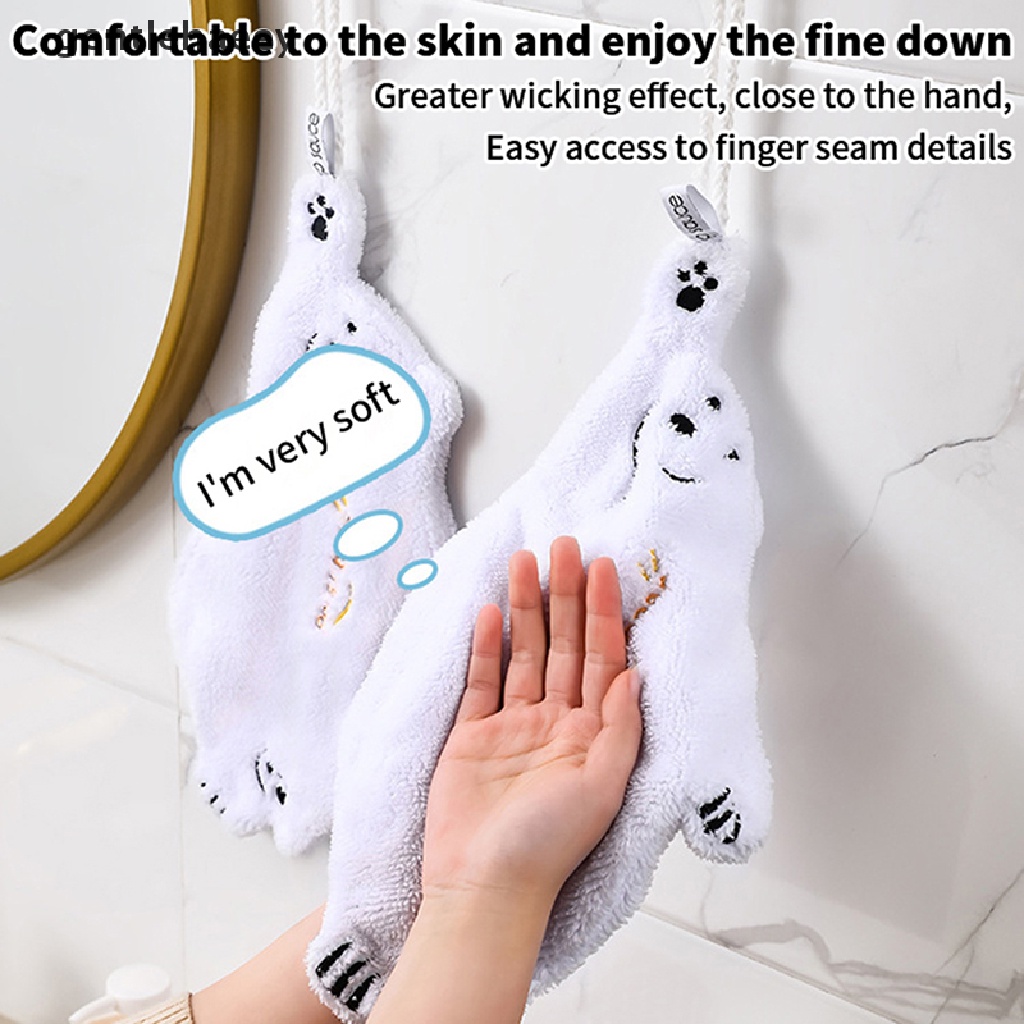 Gent Khăn Lau Tay Vải Nhung San Hô Mềm Mại Thấm Hút Tốt Hình Gấu Đáng Yêu Treo Nhà Tắm / Lau Chén Dĩa