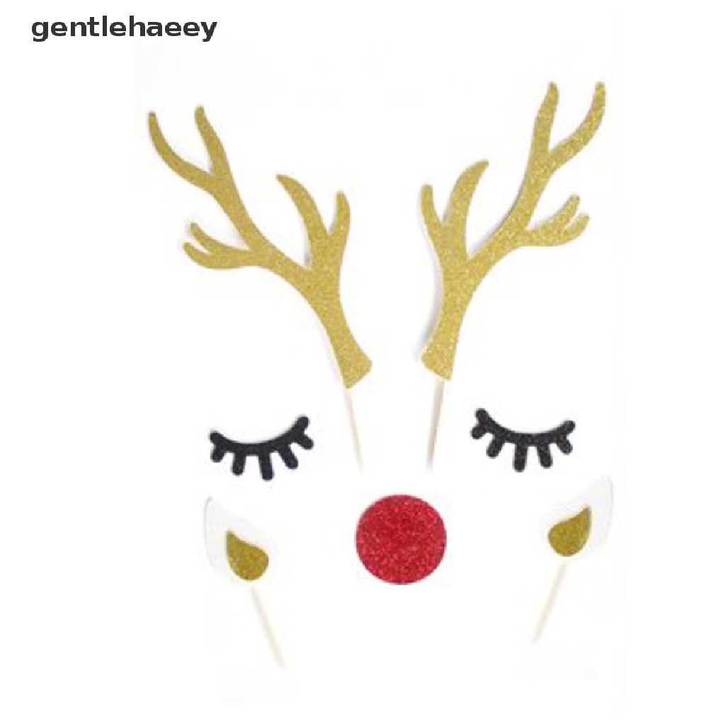 1 Set Que Cắm Trang Trí Bánh Kem Hình Tuần Lộc Tai Thỏ Dễ Thương