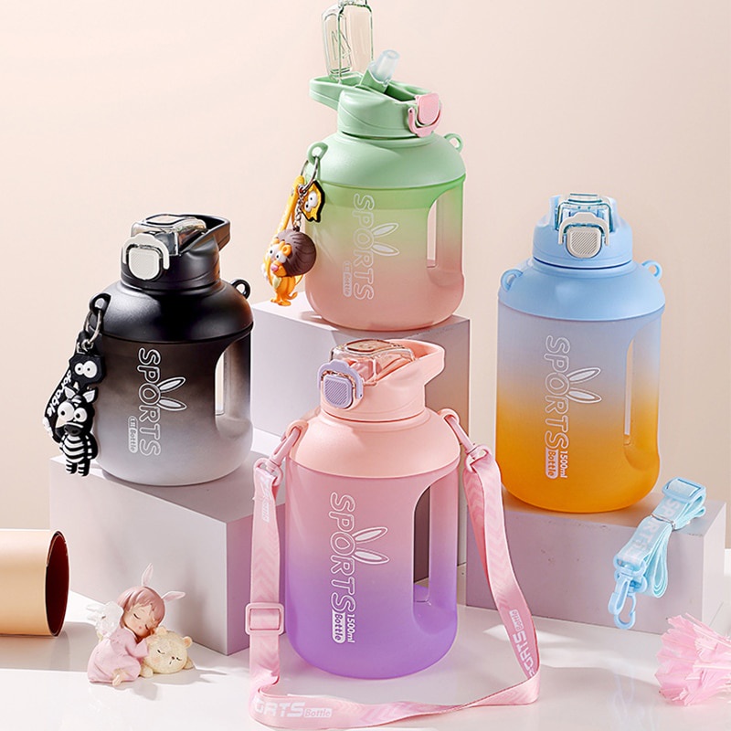 Bình Nước Dung Tích Lớn 1100 / 1500ML Chống Rò Rỉ Tiện Dụng Cho Các Cặp Đôi bình nước có ống hút