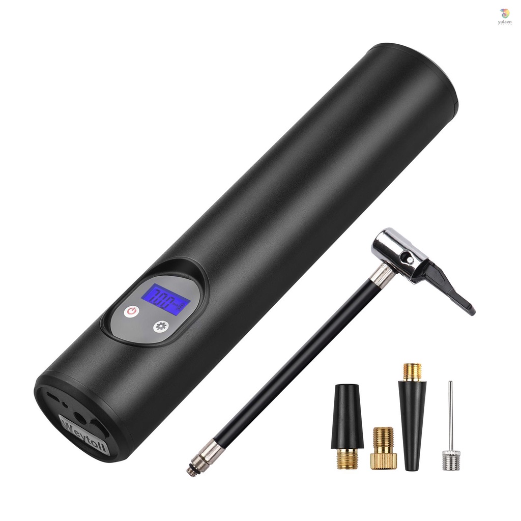 Máy Bơm Lốp Xe Hơi Mini 12V 150 PSI Màn Hình LCD Kỹ Thuật Số Có Đèn LED Sạc Pin 2000mAh