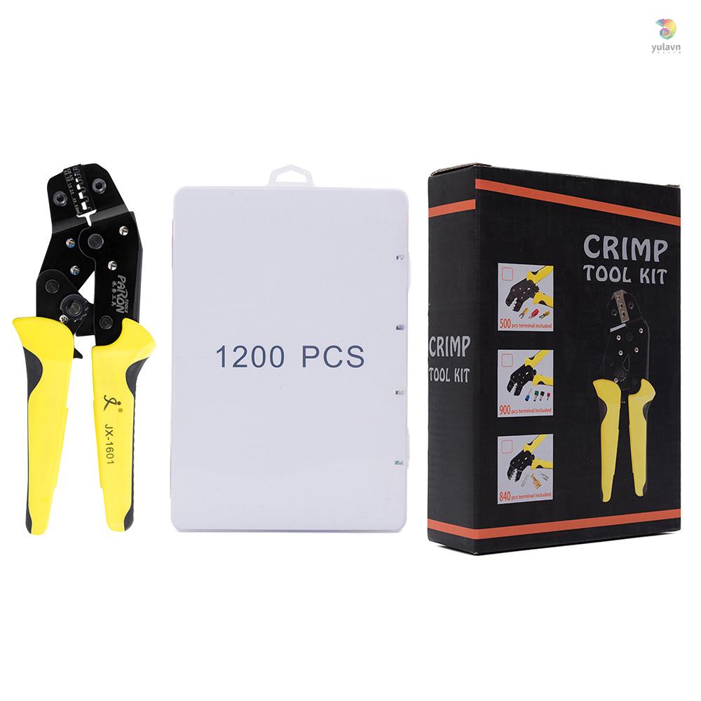 Bộ Dụng Cụ Uốn Dây Điện Cách Nhiệt AWG24-10 Kèm 1200 Đầu Nối Male Và Female