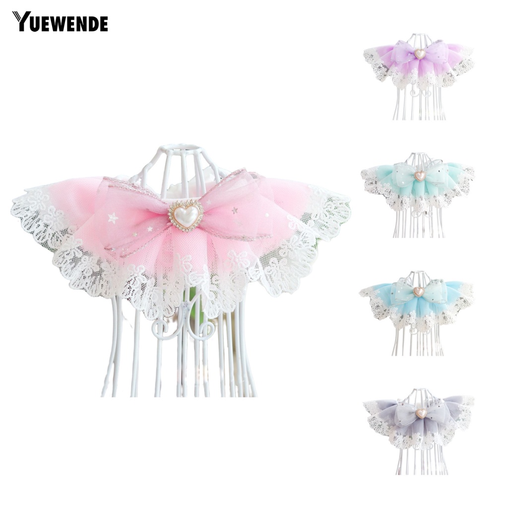 Yue.z Yếm Ăn Hình Nơ Phối Ren Bắt Mắt Cho Thú Cưng