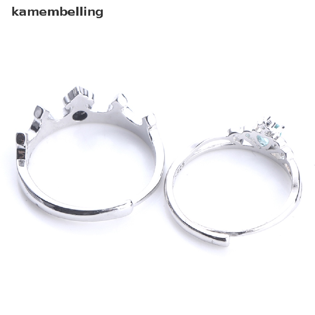 Kamembelling 1 Cặp Nhẫn Hở Mạ Đồng Hình Vương Miện Đính Đá Thời Trang Cho Cặp Đôi