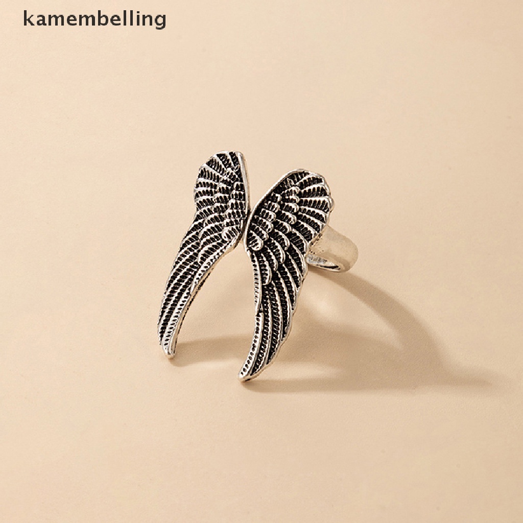 Kamembelling Nhẫn Hình Cánh Thiên Thần Phong Cách Punk Hip Hop Cổ Điển Có Thể Điều Chỉnh Thích Hợp Làm Quà Tặng Cho Nữ
