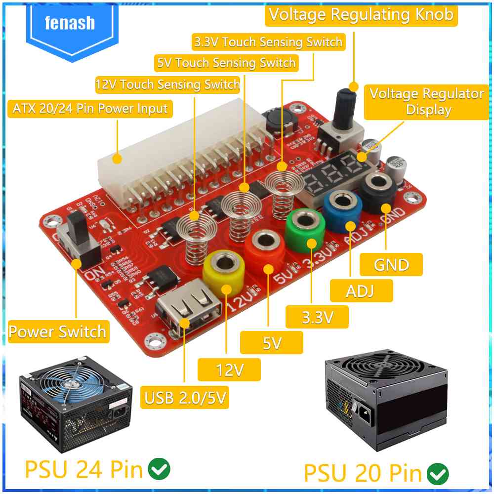 1 Bộ Mô Đun Cung Cấp Nguồn ATX Cảm Ứng 12V 24Pin