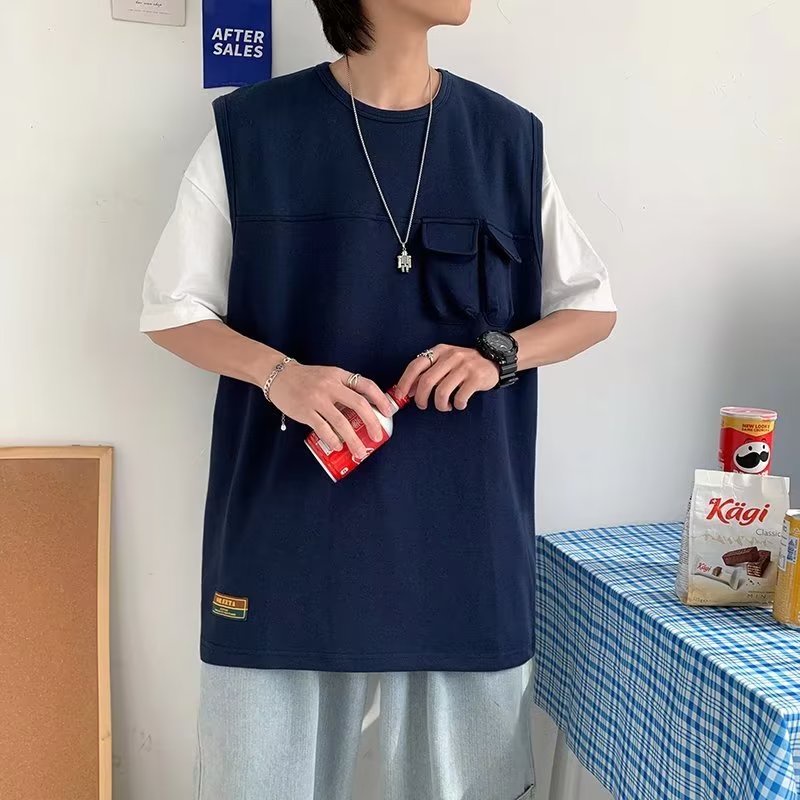 Set Đồ Thể Thao Áo Ba Lỗ Phối Quần Short Dáng Rộng Thời Trang Mùa Hè Cho Nam