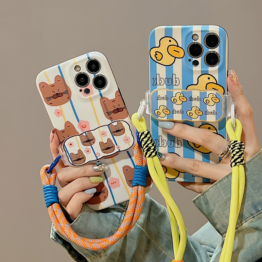 Ốp Điện Thoại TPU Dẻo Họa Tiết Hoạt Hình Chú Gấu Kèm Kẹp Chống Rơi Cho iphone 12 14 13 11 Pro Max