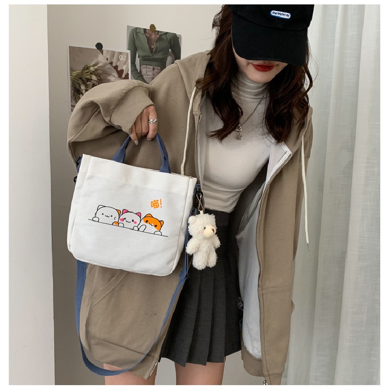 Túi Đeo Chéo Canvas Họa Tiết Động Vật Thời Trang 2023 Cho Nữ