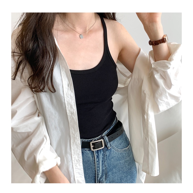 Áo thun ba lỗ SUXI dáng ôm đơn giản phong cách thể thao thời trang mùa hè dành cho nữ