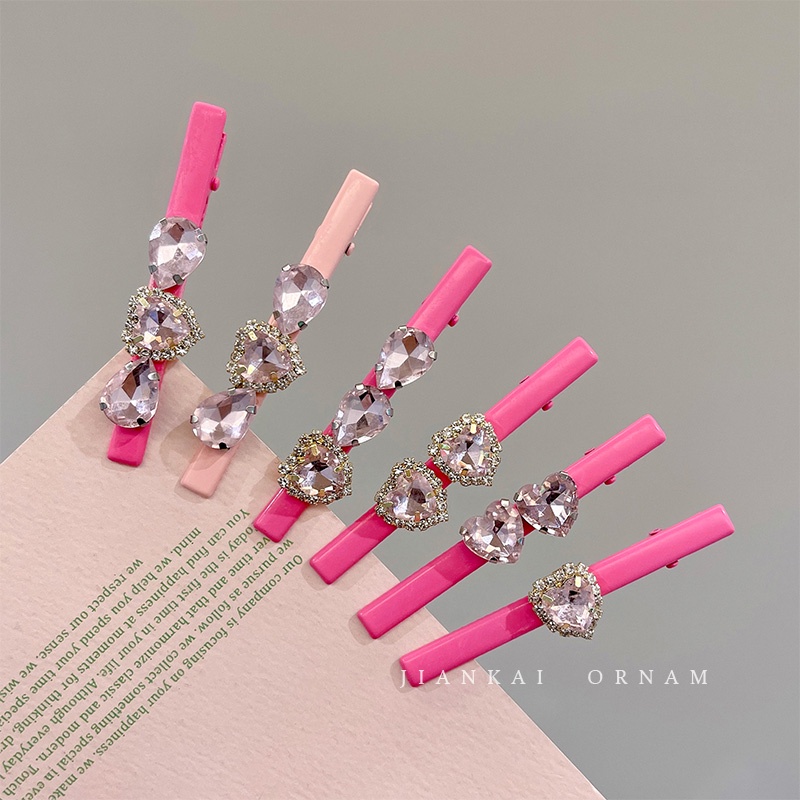 Kẹp Tóc Một Bên Đính Đá Hình Trái Tim Ngọt Ngào Thời Trang Mùa Hè Mới 2023