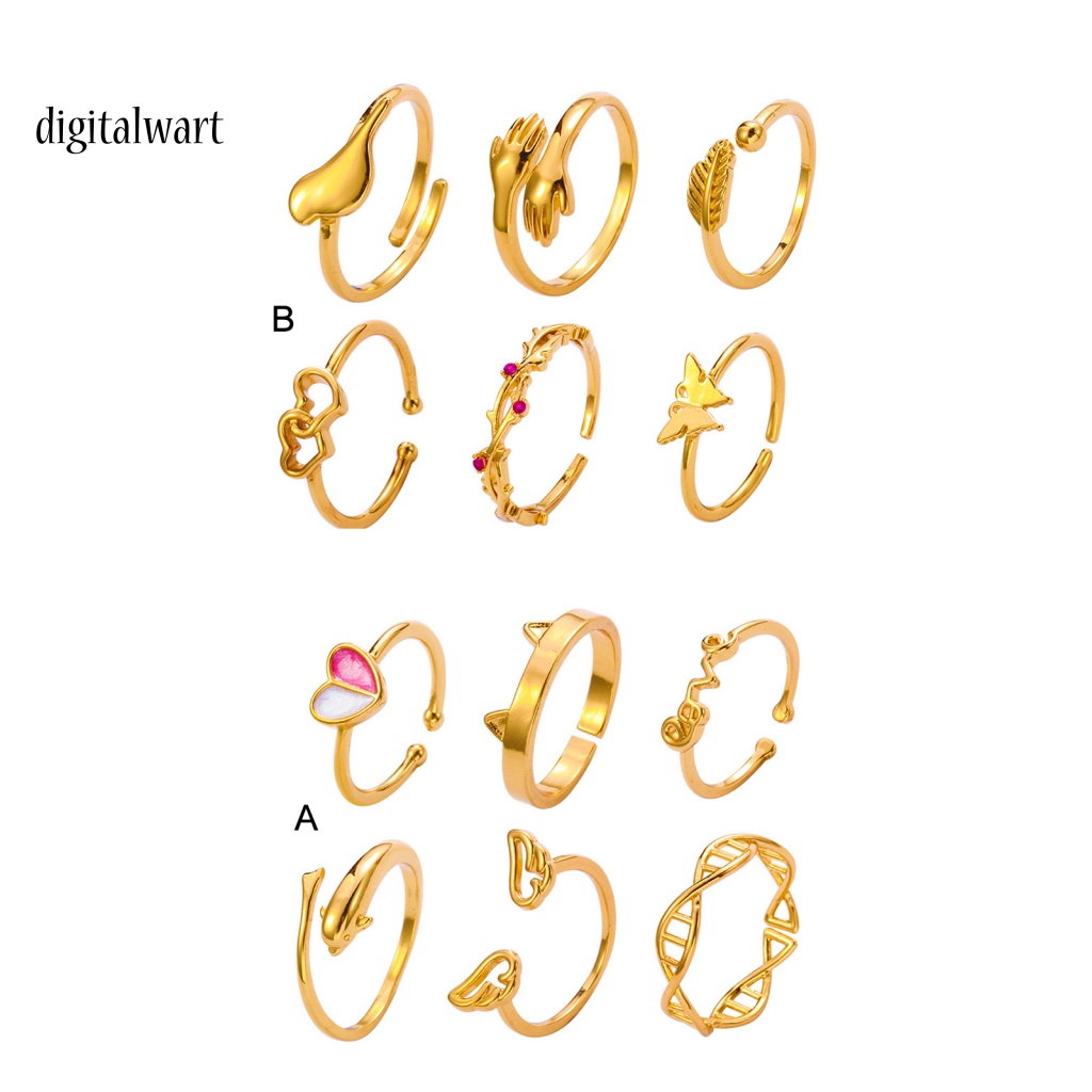 Kỹ Thuật Số| Set 6 Nhẫn Ngón Chân Hình Trái Tim Màu Sáng Có Thể Điều Chỉnh Kích Cỡ