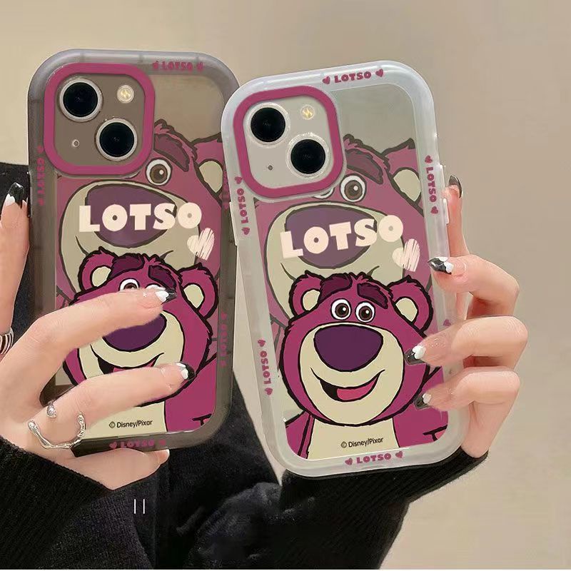 ✅Ốp Điện Thoại Trong Suốt Họa Tiết Gấu / Dâu Tây Dễ Thương Cho Iphone Pro xr 14 12 promax713