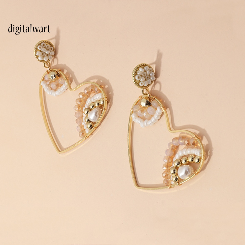 Kỹ Thuật Số| Khuyên Tai Trái Tim Đính Hạt Thời Trang Nữ Tính