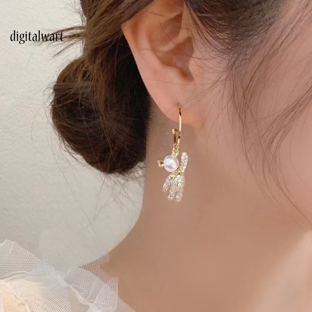 Kỹ Thuật Số| 1 Đôi Bông Tai Hợp Kim Dáng Dài Hình Gấu Lấp Lánh Thời Trang Dự Tiệc Cho Bạn Gái
