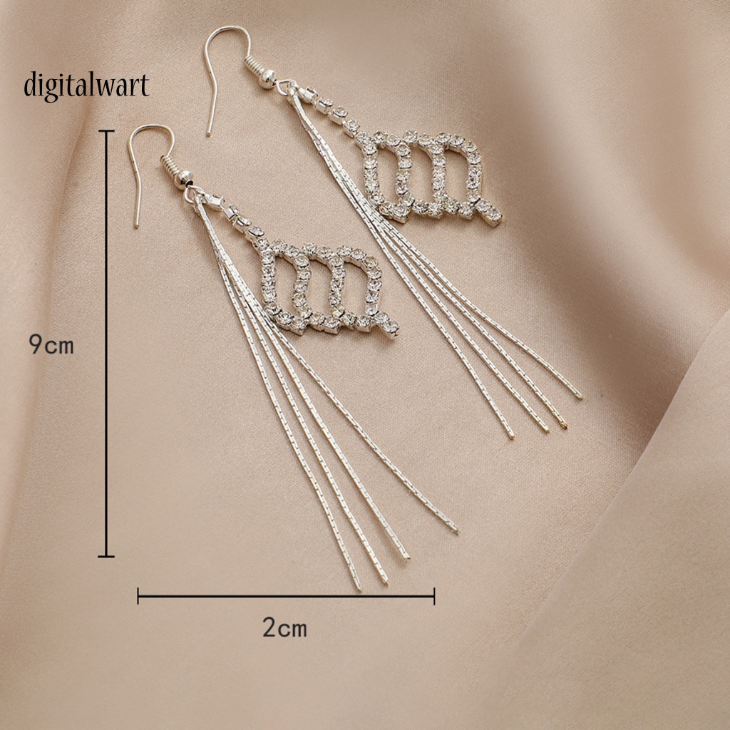 Kỹ Thuật Số| 1 Đôi Bông Tai Dài Đính Đá Sáng Lấp Lánh Thời Trang Dành Cho Nữ