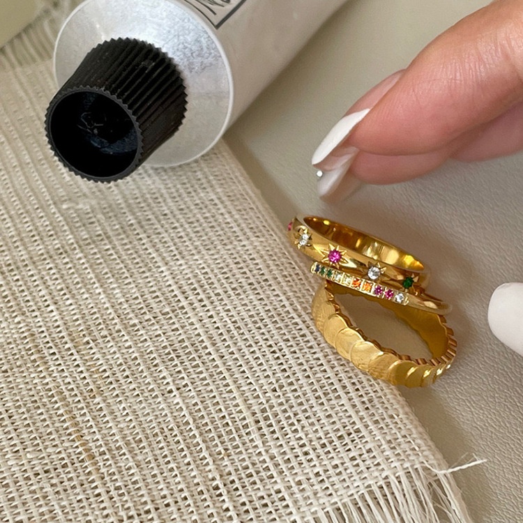 Set Nhẫn Kim Loại Nhiều Màu Sắc Độc Đáo Phong Cách Retro Hàn Quốc Cho Nữ