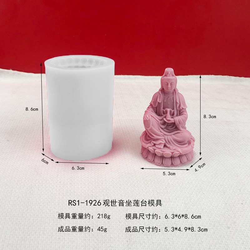 Khuôn Silicone Làm Nến Thơm Hình Tượng Phật Quan Âm 3D DIY
