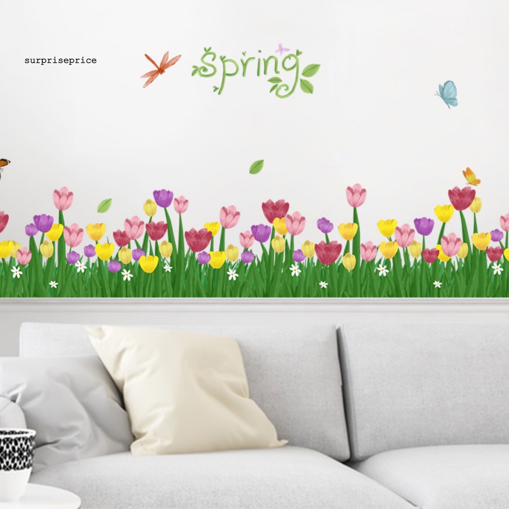 Sticker Dán Tường Chống Thấm Nước Họa Tiết Hoa Tulip Dễ Thương Bắt Mắt