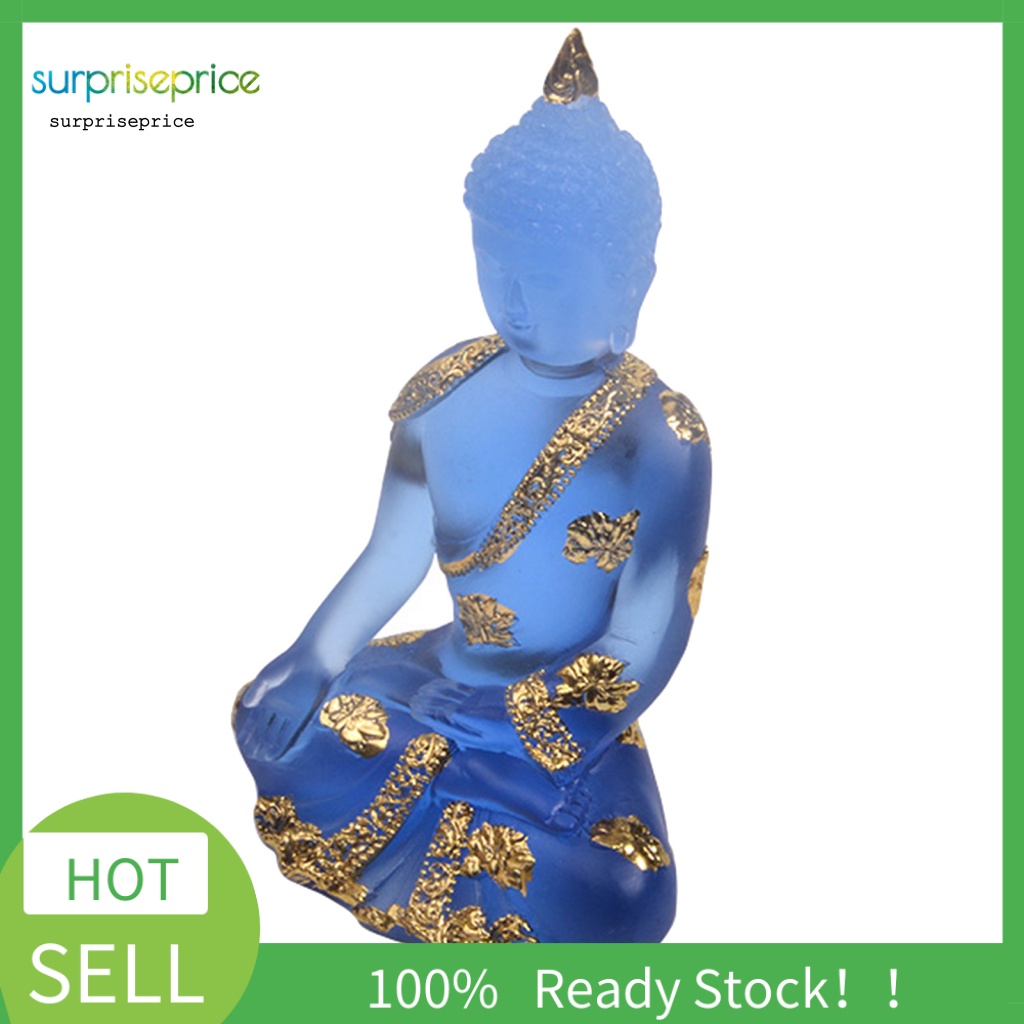 Tượng Phật Ngồi Trong Suốt Bằng Nhựa Resin Tinh Khiết Màu Xanh Dương Dành Cho Vườn Nhà