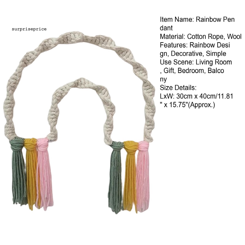 Phụ Kiện Treo Trang Trí Nhà Cửa Hình Cầu Vồng Bằng Vải Dệt Thủ Công Chống Gió Không Cần Khoan Lỗ