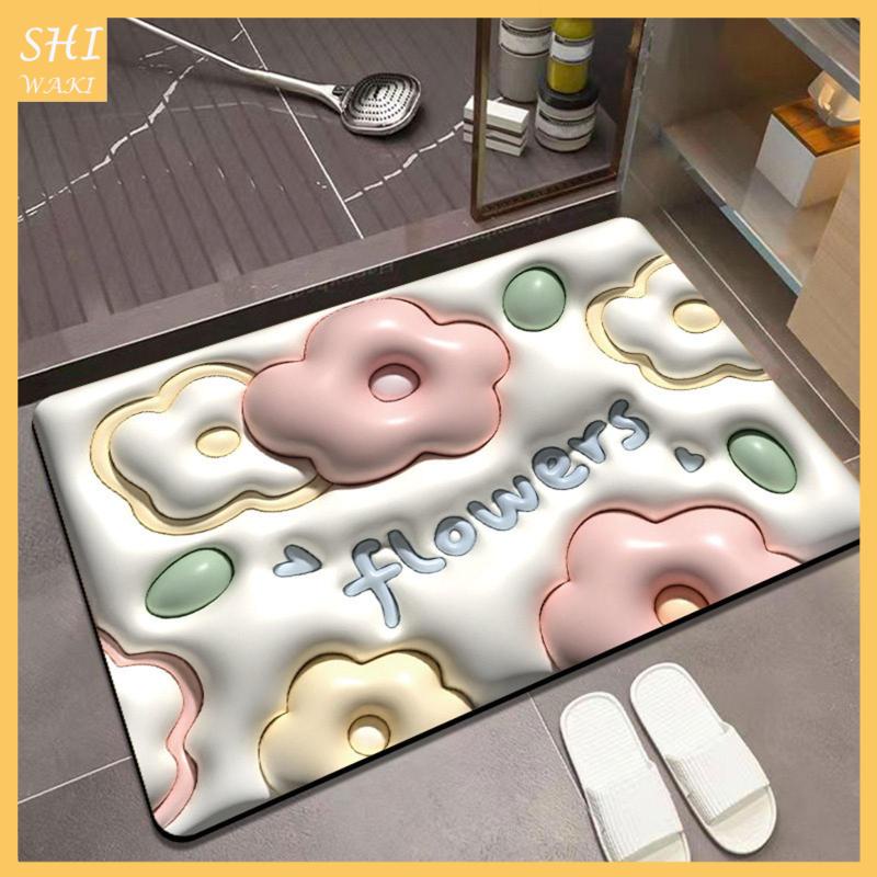Thảm Chùi Chân Chống Trượt Với Họa Tiết Hoa 3D Dùng Cho Phòng Ngủ, Nhà Bếp
