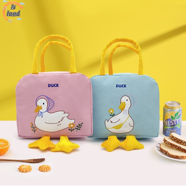 [IS] Túi Đựng Hộp Cơm Trưa Cách Nhiệt Bằng Lá Nhôm Gọn Nhẹ Họa Tiết Hoạt Hình Có Tay Cầm Gia