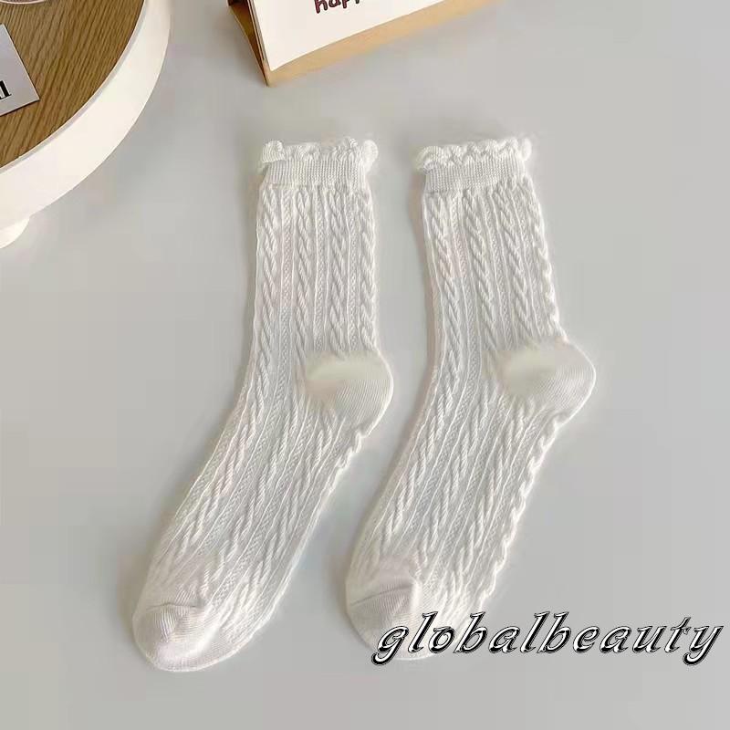 Vớ Cotton Cổ Vừa Thấm Hút Mồ Hôi Màu Nâu Trơn Thời Trang Mùa Đông Dành Cho Nữ