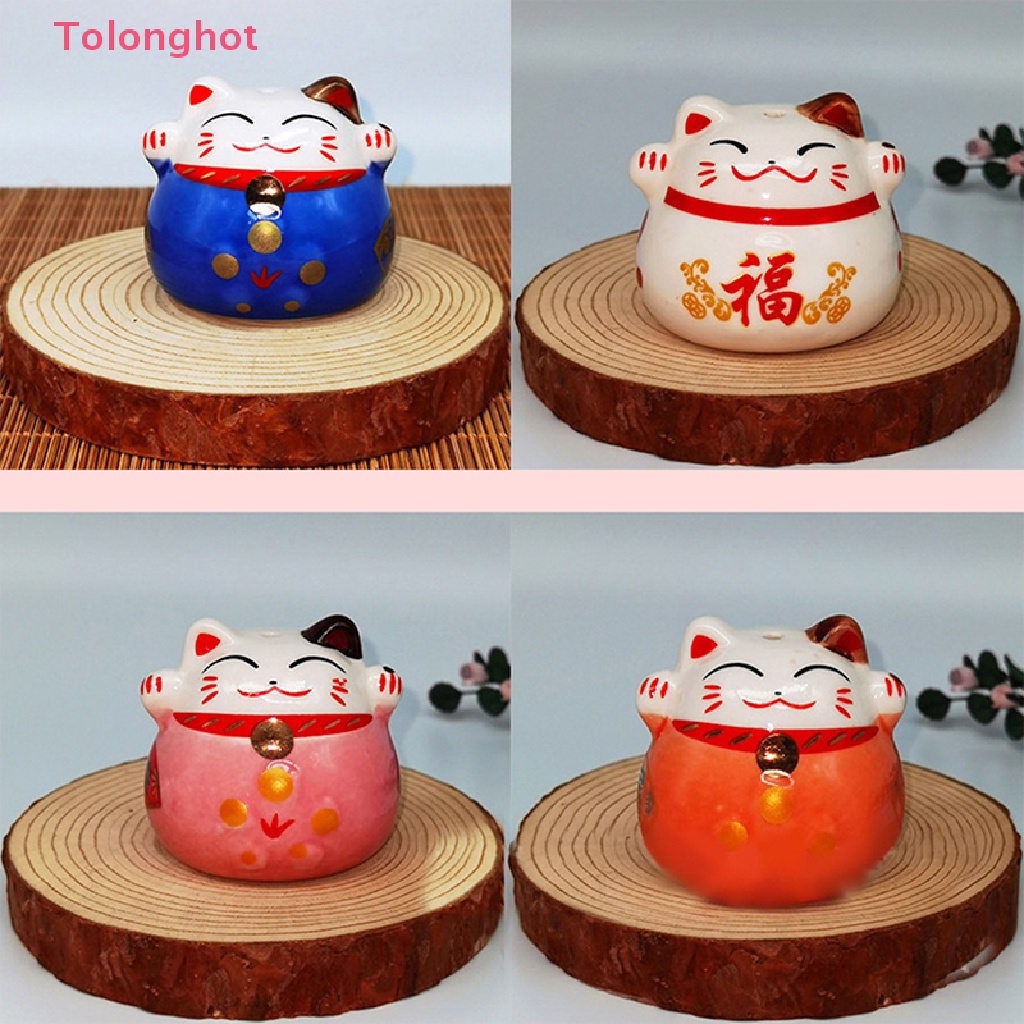 1 Tượng Mèo May Mắn Bằng Gốm Trang Trí Nhà Búp Bê