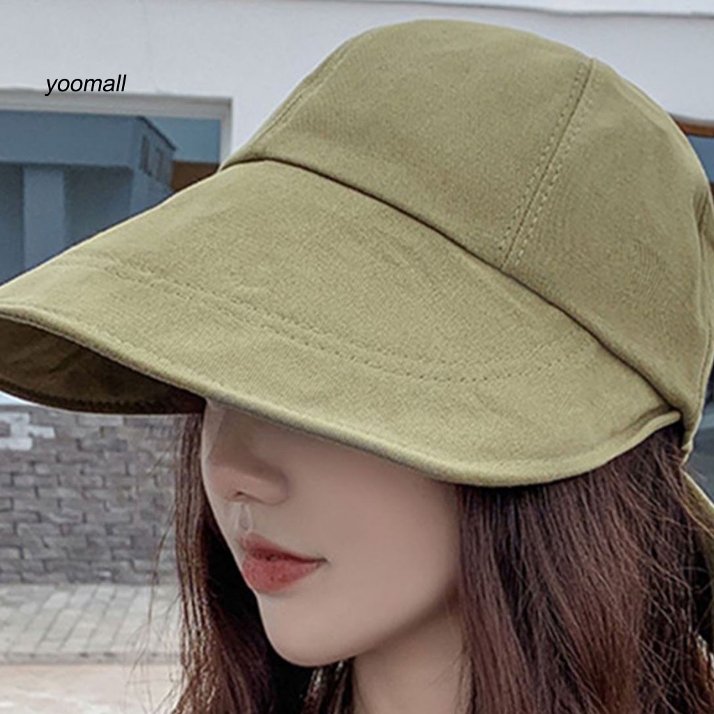 Mũ Chống Nắng Đi Biển Mùa Hè Thắt Nơ Lớn Màu Trơn Ngọt Ngào Thời Trang Cho Nữ