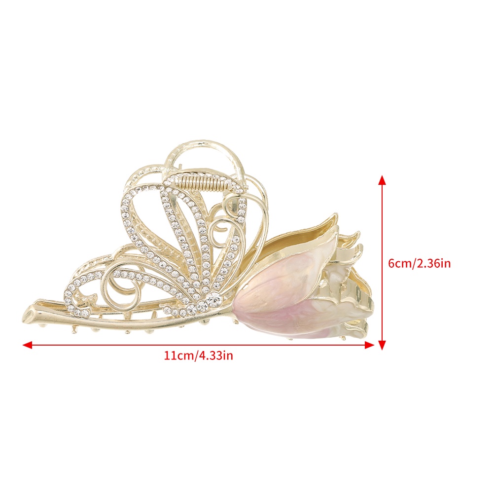 Kẹp tóc CHLINS hình hoa tulip đính kim cương giả thời trang cho nữ